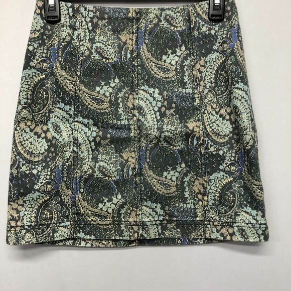 Free People Women Paisley Mini Skirt Size 4 Back Zip Cotton Blend B208 -2 - Picture 8 of 11